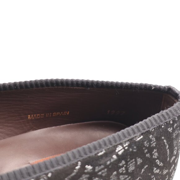 Mezlan  Black  Silver Shoes Men's US Size 10 Slip on Dress Shoes Floral Spain - Picture 9 of 10